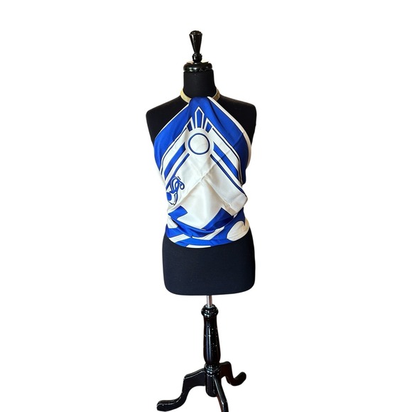 Tory Burch Double-Sided Cavalier Logo Silk Square Scarf 36X36 - Picture 8 of 8